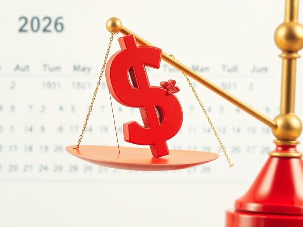 The pendulum of the key interest rate, which slowed its movement in the 9–10% range against the backdrop of the 2026 calendar, style — financial symbolism.
